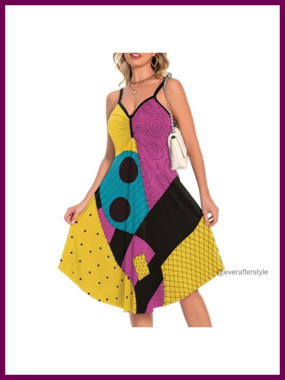 Women's Halloween Spaghetti Strap Swing Dress Sleeveless V Neck Loose Fit